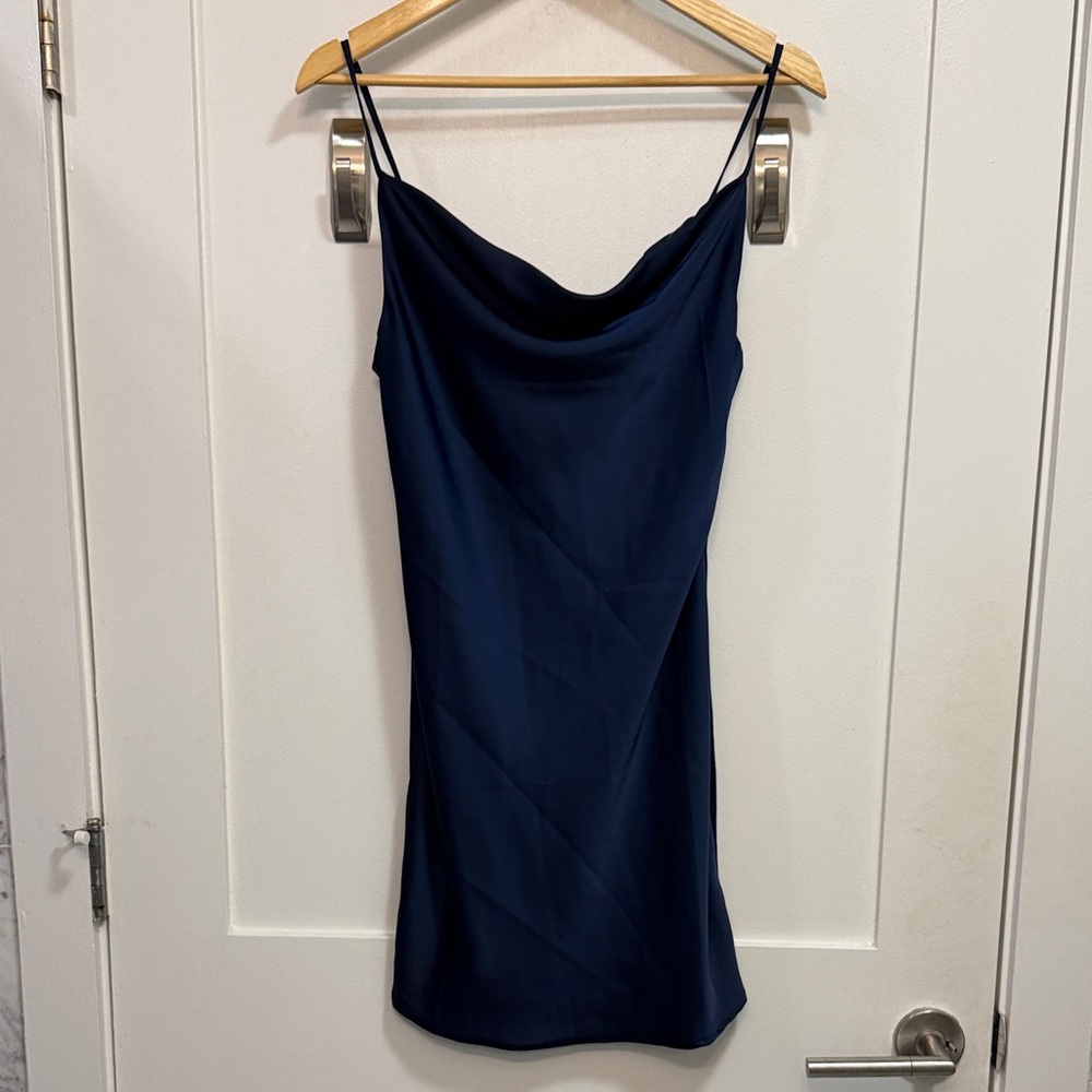 Urban Outfitters Satin Navy Mini Dress